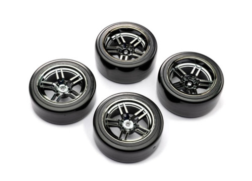 Traxxas 4-Tec 2.0 Wheels Tires 1.9 Black Chrome Drift Pre-Mounted 8378 (4-Pack)