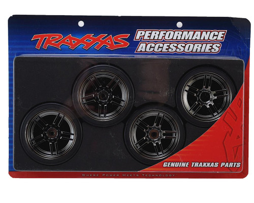 Traxxas 4-Tec 2.0 Wheels Tires 1.9 Black Chrome Drift Pre-Mounted 8378 (4-Pack)