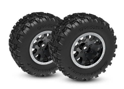Traxxas Black & Satin Rear Wheels w/ Sledgehammer Tires Set of 2 (10770-STBLK)