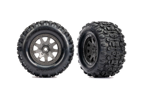 Traxxas Mini Maxx® Sledgehammer Rear Pre-Mounted Tires Charcoal Gray 10770-GRAY