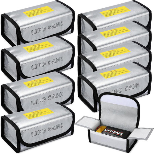 Aliceset 8 Pcs Lipo Battery Bag Lithium Battery Storage Fireaproof Bag Pouches