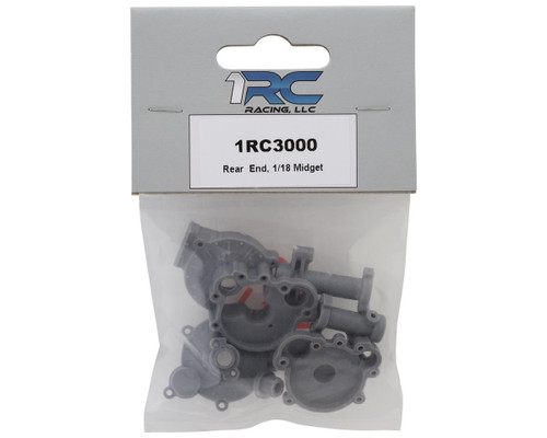 1RC Racing 1/18 Rear End Axle Housing Gray Midget/Sprint/EDM/Late Model 1RC3000