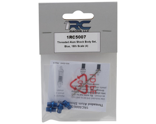 1RC Racing 1/18 Threaded Aluminum Shock Body Set Blue 4pk Upgrade Part - 1RC5007