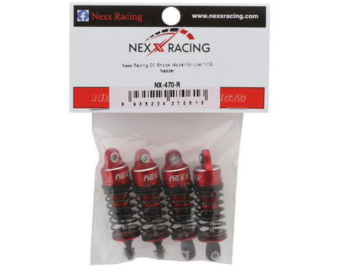 NEXX Racing Losi NASCAR Aluminum Oil-Filled Threaded Shocks (Red) Set 4 NX-470-R