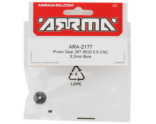 Arrma 26 Tooth Mod 0.5 CNC Pinion Gear 3.2mm Shaft Long-lasting Steel ARA-2177