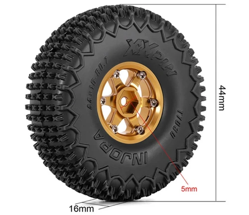 INJORA 0.75" 44*16mm Aluminum Wheels Set 1/32 Redcat Ascent-32 V1 W7502GD-T7030