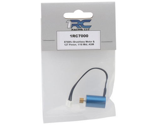1RC Racing 1/18 Brushless Motor 8700Kv with 12T Pinion Gear 1RC7000 Upgrade Part