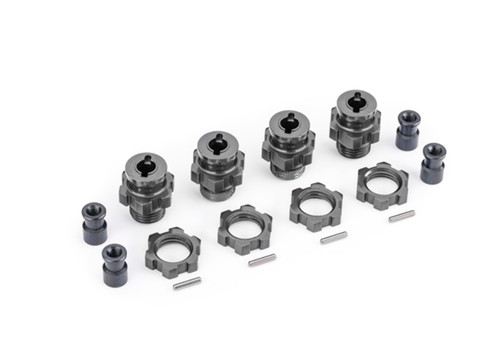 Traxxas 17mm Gray Aluminum Splined Wheel Hubs Anodized w/ Nuts Set of 4 9086GRAY