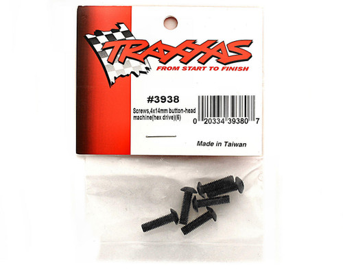 Traxxas Button-Head Machine Screws 4x14mm 6 Pack OEM Part RC Hardware Black 3938