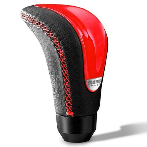  Momo Combat Evo Shift Knob - Black Leather Red Insert 