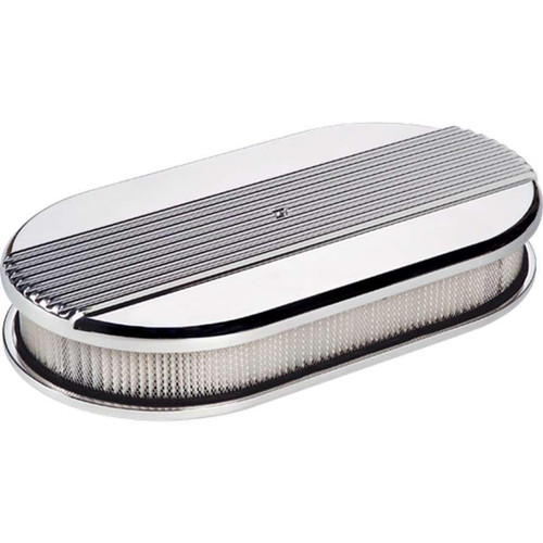 BILLET SPECIALTIES Billet Specialties Large Polished Oval Ribbed Air Cleaner 