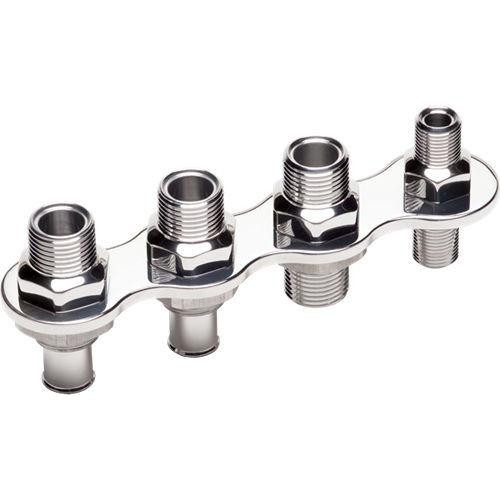 BILLET SPECIALTIES Billet Specialties A/C & Heater Push On In Line (4-Port) Polished Bulkhead 