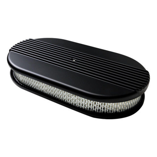 BILLET SPECIALTIES Billet Specialties Large Black Oval Ribbed Air Cleaner 