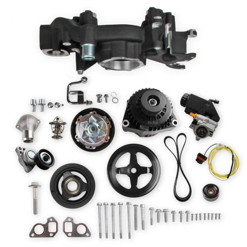 HOLLEY Holley Black Ls Based Mid Mount Race Accessory System - Cast Damper With Power Steering 