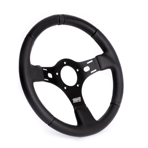 MPI 13" 5-Bolt Leather Drag Racing Aluminum Steering Wheel - Black Marker