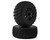 Traxxas Rally Tires on Black 12-Spoke Wheels Mounted Glued 12mm Hex 7473T Set 2