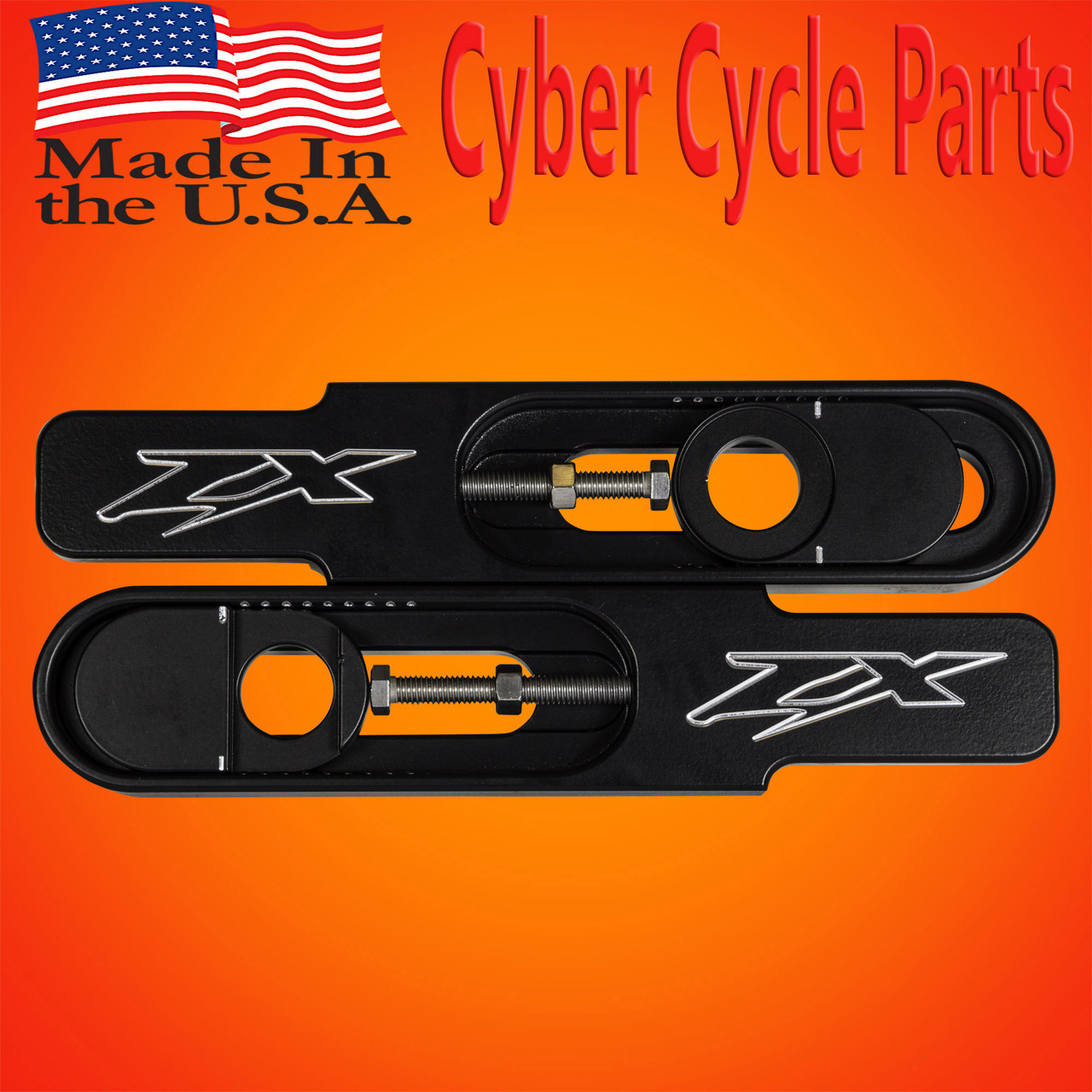 フラッグ Kawasaki ZX-9R Swingarm Extensions - Black Finish - Engraved