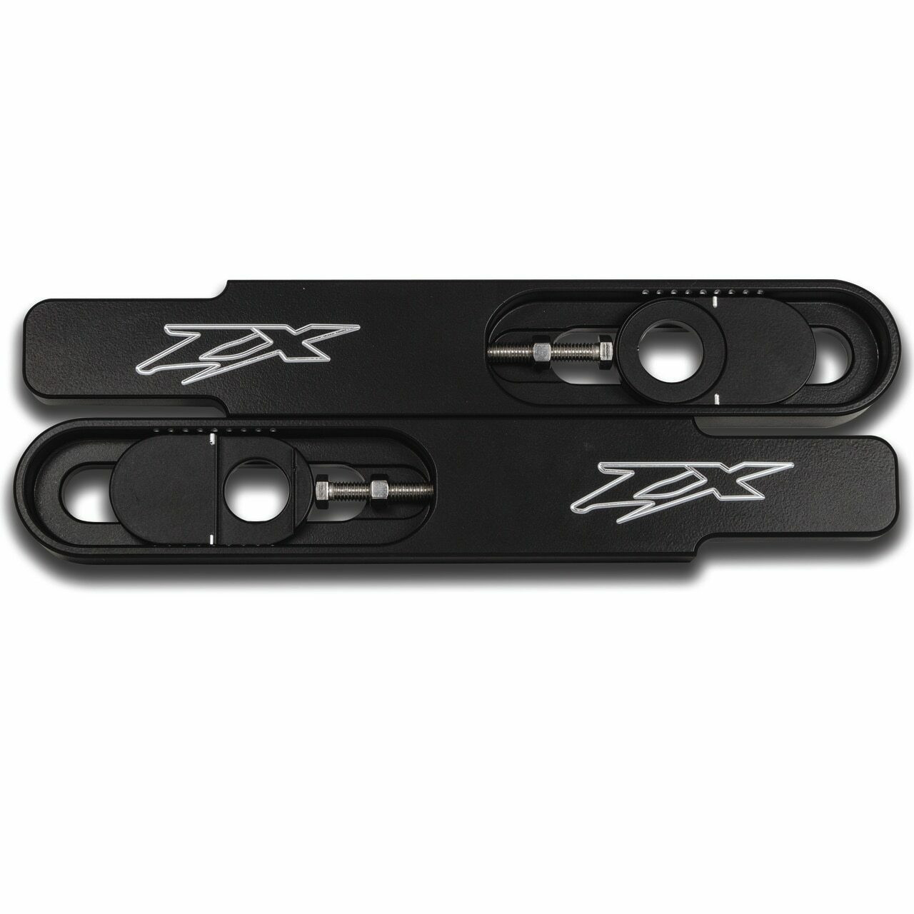 Kawasaki ZX14 Swingarm Extensions 12" Stretch - Black Finish - Engraved
