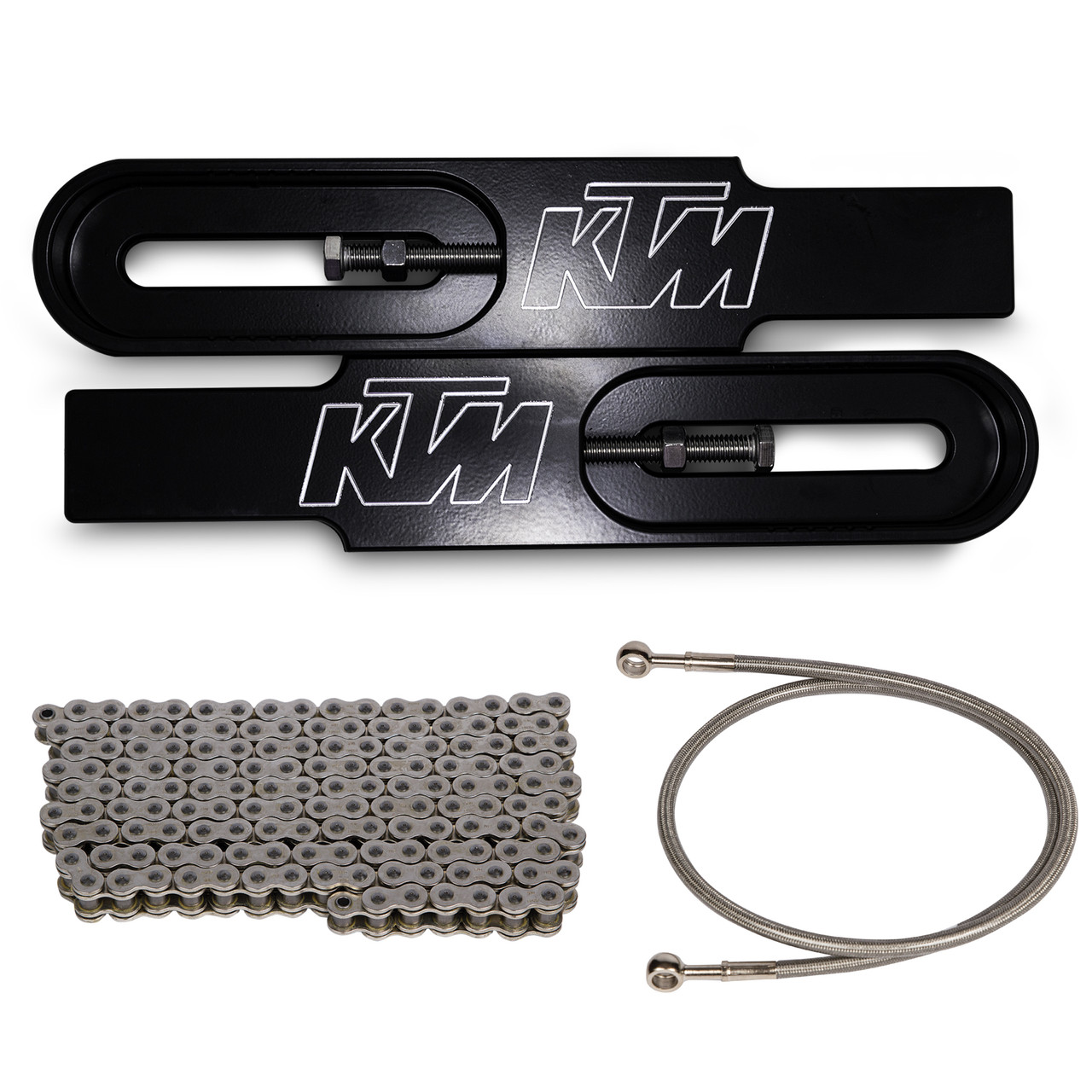 KTM 690 Duke Swingarm Extensions - Black Finish - Engraved - Kit