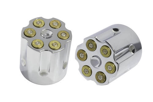 Harley Chrome Bullet Revolver Front Axle Covers