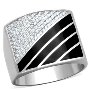 TS227 - Rhodium 925 Sterling Silver Ring with AAA Grade CZ in Clear - b TS227 - Rhodium 925 Sterling Silver Ring with AAA Grade CZ in Clear - b