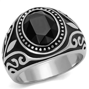 TK2231 - High polished (no plating) Stainless Steel Ring with Top Grade Crystal in Jet TK2231 - High polished (no plating) Stainless Steel Ring with Top Grade Crystal in Jet