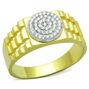 TS237 - Gold Rhodium 925 Sterling Silver Ring with AAA Grade CZ in Clear - TS237 - Gold Rhodium 925 Sterling Silver Ring with AAA Grade CZ in Clear -