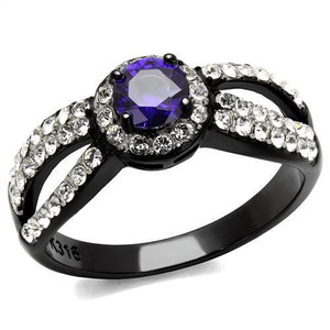 TK2653 - Two-Tone IP Black (Ion Plating) Stainless Steel Ring with AAA Grade CZ in Tanzanite TK2653 - Two-Tone IP Black (Ion Plating) Stainless Steel Ring with AAA Grade CZ in Tanzanite
