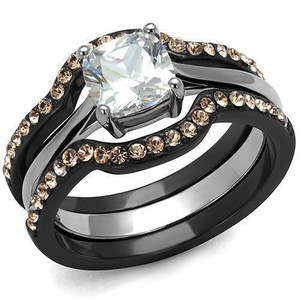LOA1343 - IP Black(Ion Plating) Stainless Steel Ring with AAA Grade CZ in Clear LOA1343 - IP Black(Ion Plating) Stainless Steel Ring with AAA Grade CZ in Clear