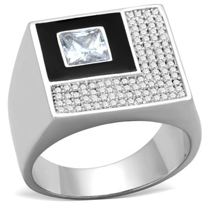 TS242 - Rhodium 925 Sterling Silver Ring with AAA Grade CZ in Clear - b TS242 - Rhodium 925 Sterling Silver Ring with AAA Grade CZ in Clear - b