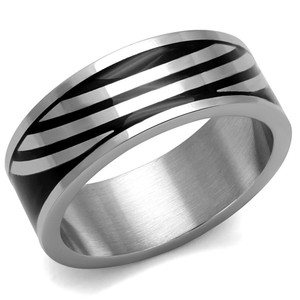 TK2411 - High polished (no plating) Stainless Steel Ring with Epoxy in Jet - b TK2411 - High polished (no plating) Stainless Steel Ring with Epoxy in Jet - b