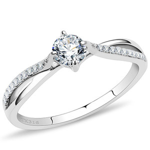 DA035 - High polished (no plating) Stainless Steel Ring with AAA Grade CZ in Clear DA035 - High polished (no plating) Stainless Steel Ring with AAA Grade CZ in Clear