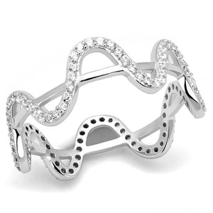 TS576 - Rhodium 925 Sterling Silver Ring with AAA Grade CZ in Clear - b TS576 - Rhodium 925 Sterling Silver Ring with AAA Grade CZ in Clear - b