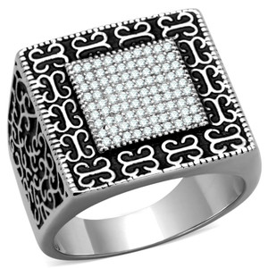 TS221 - Rhodium 925 Sterling Silver Ring with AAA Grade CZ in Clear - b TS221 - Rhodium 925 Sterling Silver Ring with AAA Grade CZ in Clear - b