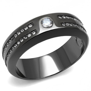 TK3275 - IP Light Black (IP Gun) Stainless Steel Ring with AAA Grade CZ in Clear TK3275 - IP Light Black (IP Gun) Stainless Steel Ring with AAA Grade CZ in Clear
