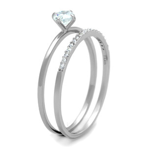 TS206 - Rhodium 925 Sterling Silver Ring with AAA Grade CZ in Clear - b TS206 - Rhodium 925 Sterling Silver Ring with AAA Grade CZ in Clear - b
