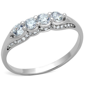TS198 - Rhodium 925 Sterling Silver Ring with AAA Grade CZ in Clear - b TS198 - Rhodium 925 Sterling Silver Ring with AAA Grade CZ in Clear - b