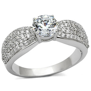 TS119 - Rhodium 925 Sterling Silver Ring with AAA Grade CZ in Clear TS119 - Rhodium 925 Sterling Silver Ring with AAA Grade CZ in Clear
