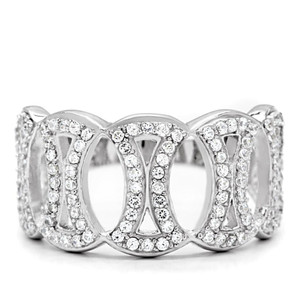 TS009 - Rhodium 925 Sterling Silver Ring with AAA Grade CZ in Clear - b TS009 - Rhodium 925 Sterling Silver Ring with AAA Grade CZ in Clear - b