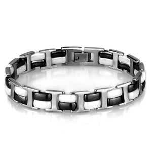 3W998 - High polished (no plating) Stainless Steel Bracelet with Ceramic in Jet 3W998 - High polished (no plating) Stainless Steel Bracelet with Ceramic in Jet