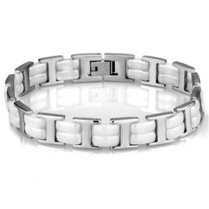3W997 - High polished (no plating) Stainless Steel Bracelet with Ceramic in White 3W997 - High polished (no plating) Stainless Steel Bracelet with Ceramic in White
