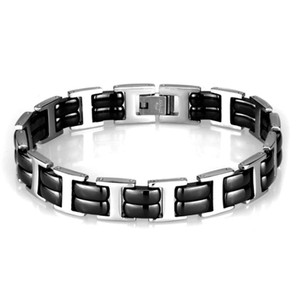 3W996 - High polished (no plating) Stainless Steel Bracelet with Ceramic in Jet 3W996 - High polished (no plating) Stainless Steel Bracelet with Ceramic in Jet