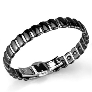 3W995 - High polished (no plating) Stainless Steel Bracelet with Ceramic in Jet 3W995 - High polished (no plating) Stainless Steel Bracelet with Ceramic in Jet