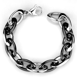 3W1009 - High polished (no plating) Stainless Steel Bracelet with Ceramic in Jet 3W1009 - High polished (no plating) Stainless Steel Bracelet with Ceramic in Jet