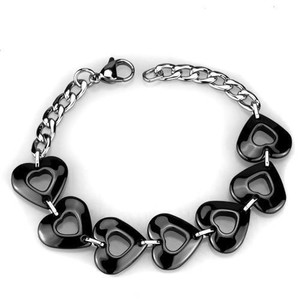 3W1007 - High polished (no plating) Stainless Steel Bracelet with Ceramic in Jet 3W1007 - High polished (no plating) Stainless Steel Bracelet with Ceramic in Jet