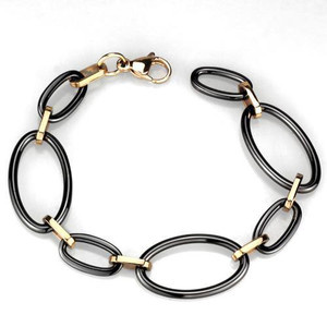 3W1005 - IP Rose Gold(Ion Plating) Stainless Steel Bracelet with Ceramic in Jet 3W1005 - IP Rose Gold(Ion Plating) Stainless Steel Bracelet with Ceramic in Jet