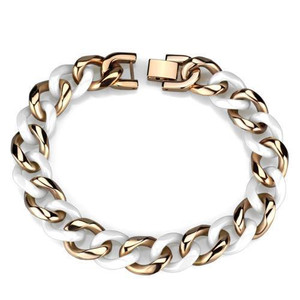 3W1001 - IP Rose Gold(Ion Plating) Stainless Steel Bracelet with Ceramic in White 3W1001 - IP Rose Gold(Ion Plating) Stainless Steel Bracelet with Ceramic in White