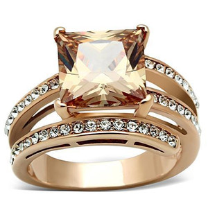 TK1665 - IP Rose Gold(Ion Plating) Stainless Steel Ring with AAA Grade CZ in Champagne TK1665 - IP Rose Gold(Ion Plating) Stainless Steel Ring with AAA Grade CZ in Champagne