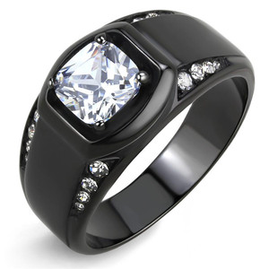 TK3467 - IP Black(Ion Plating) Stainless Steel Ring with AAA Grade CZ in Clear TK3467 - IP Black(Ion Plating) Stainless Steel Ring with AAA Grade CZ in Clear