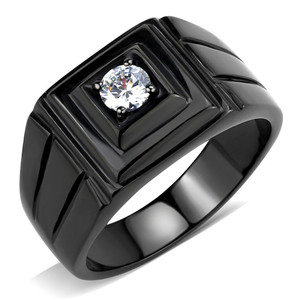 TK3466 - IP Black(Ion Plating) Stainless Steel Ring with AAA Grade CZ in Clear TK3466 - IP Black(Ion Plating) Stainless Steel Ring with AAA Grade CZ in Clear